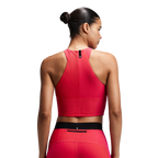 Bandit Running Women's Striped Cadence™ Zip Front Race Crop - Poppy/Azalea