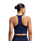 Bandit Running Women's Striped Cadence™ Zip Front T-Back Race Crop - Black/Bauhaus Blue