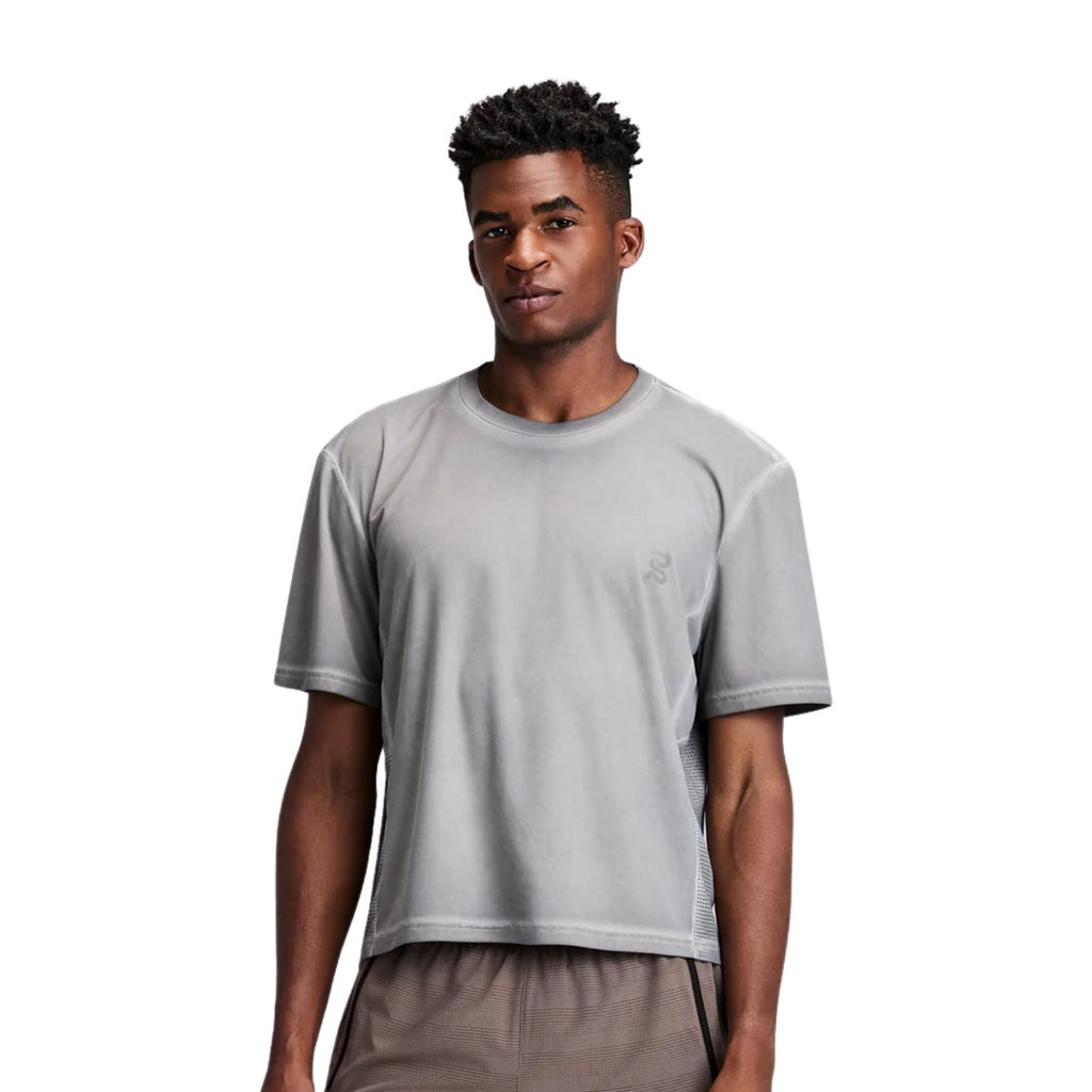 Bandit Running FrioSoft™ Perforated Box Tee - Concrete Taupe