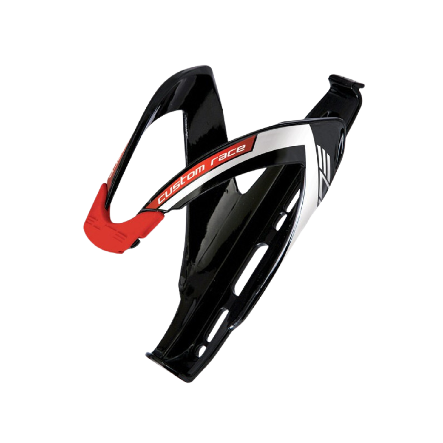 Elite Bottle Cage Custom Race - Gloss Black/Red Rubber