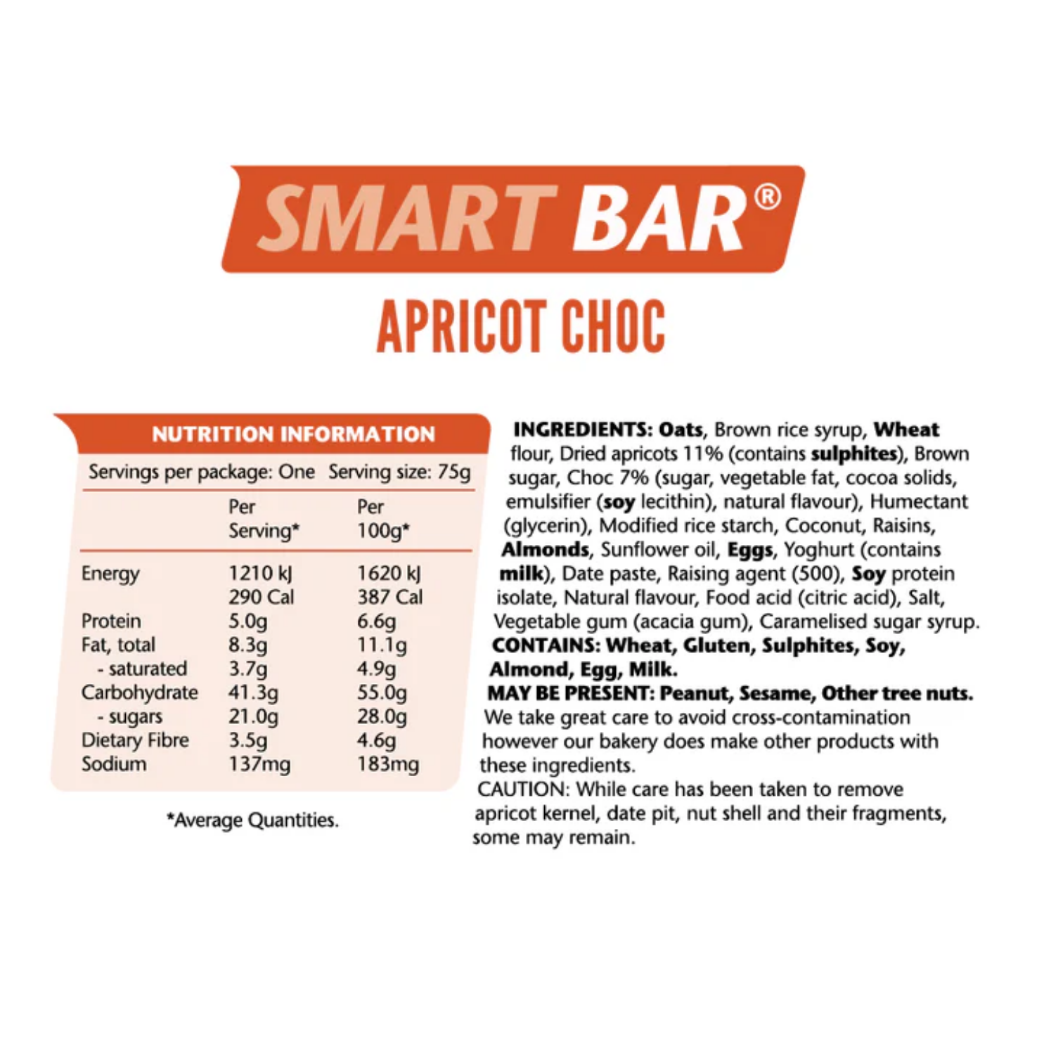 Em's Power Cookies Smart Bars - Apricot Choc