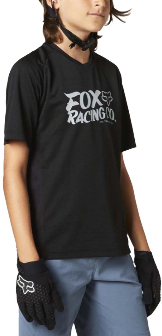 Fox YOUTH DEFEND SS JERSEY - Black FRONT FACING RIGHT