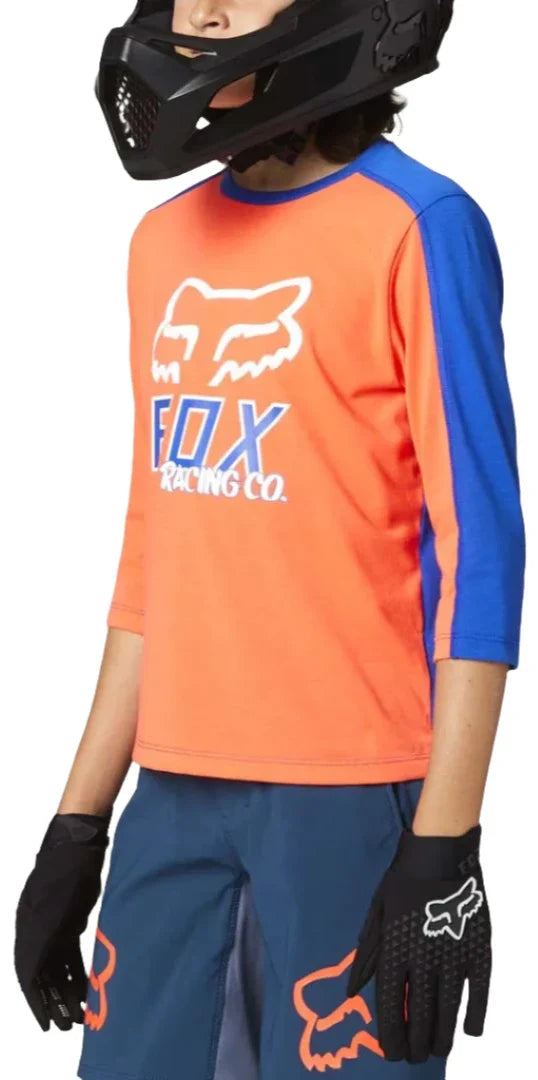 Fox YOUTH RANGER DR 3/4 JERSEY - Atomic Orange SIDE FRONT