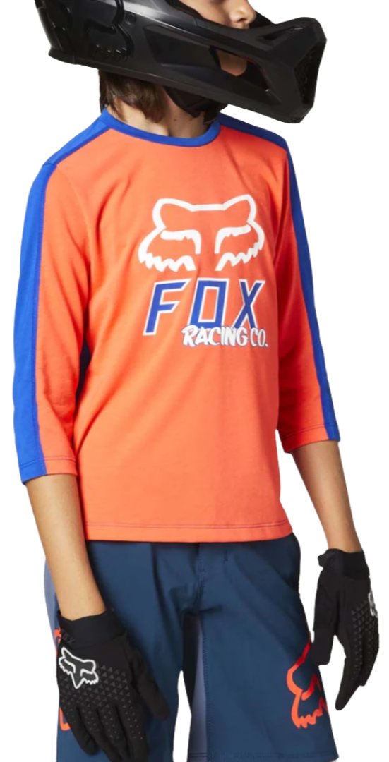 Fox YOUTH RANGER DR 3/4 JERSEY - Atomic Orange SIDE FRONT