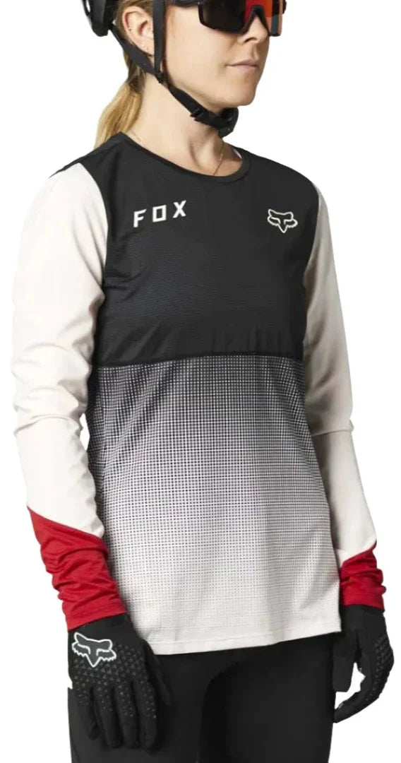 Fox WOMENS FLEXAIR LS JERSEY - Black/ Pink Front Facing Left