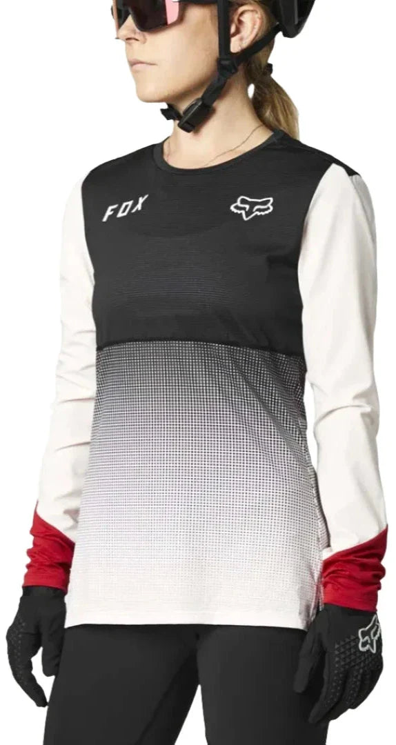 Fox WOMENS FLEXAIR LS JERSEY - Black/ Pink Front Facing Right