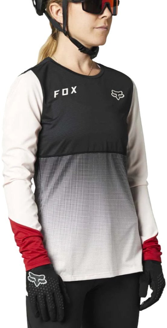 Fox WOMENS FLEXAIR LS JERSEY - Black/ Pink Front Facing Left