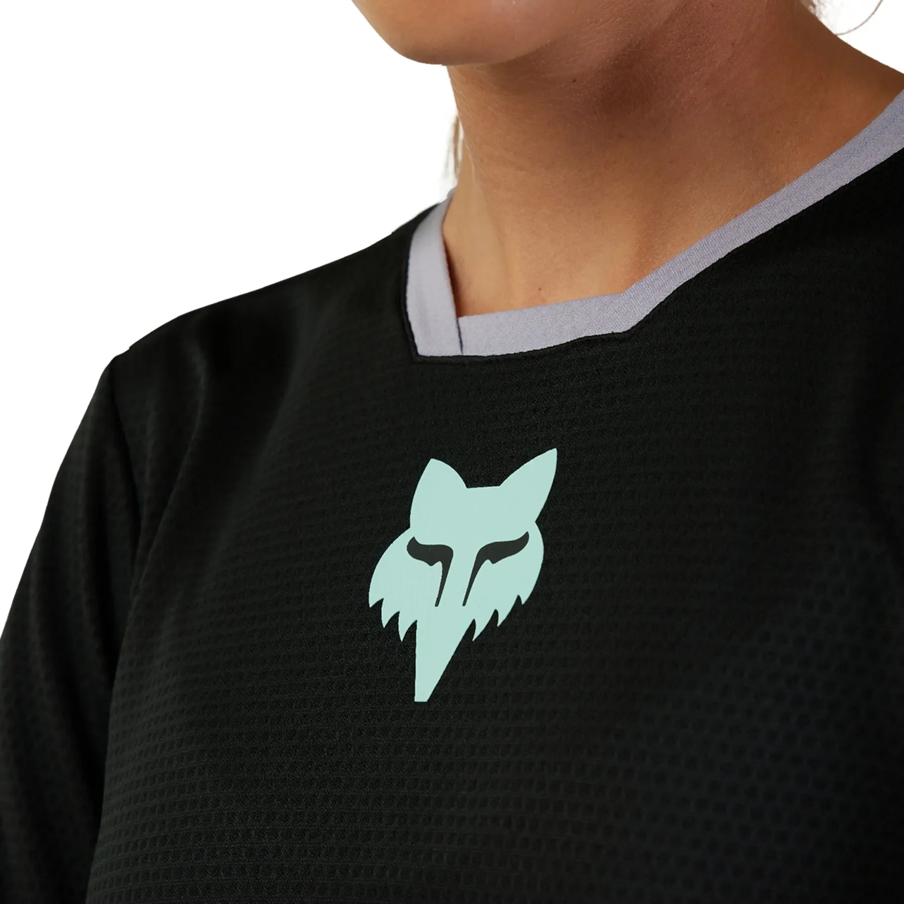 Fox WOMENS DEFEND RACE LS JERSEY - Black Front Print Focused