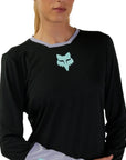 Fox WOMENS DEFEND RACE LS JERSEY - Black Front Facing Model