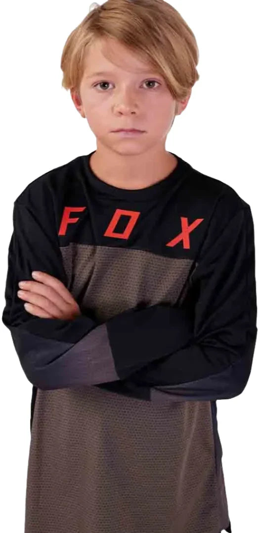 Fox YOUTH DEFEND LS JERSEY RACE - Dirt FRONT FACING MODEL