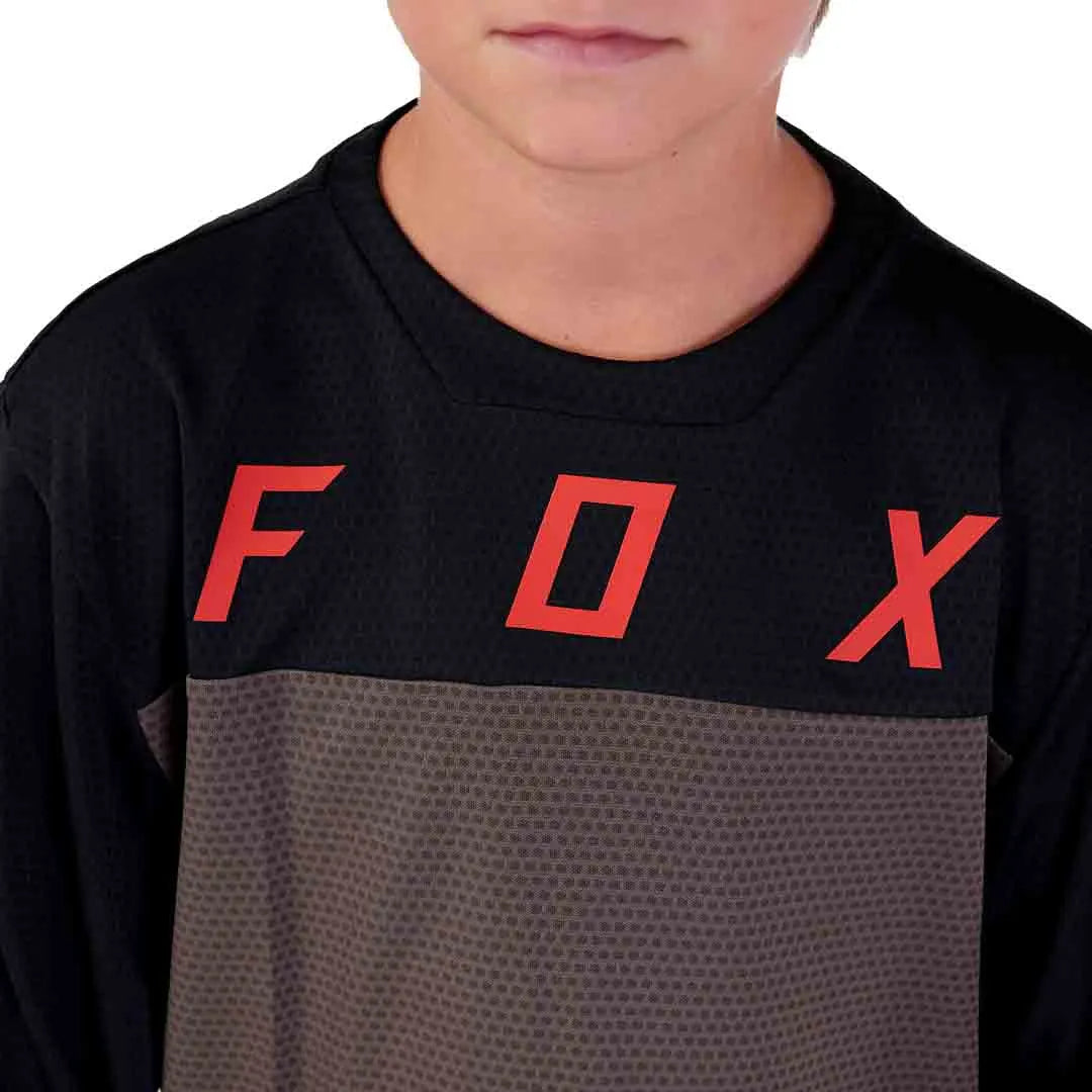 Fox YOUTH DEFEND LS JERSEY RACE - Dirt FRONT PRINT