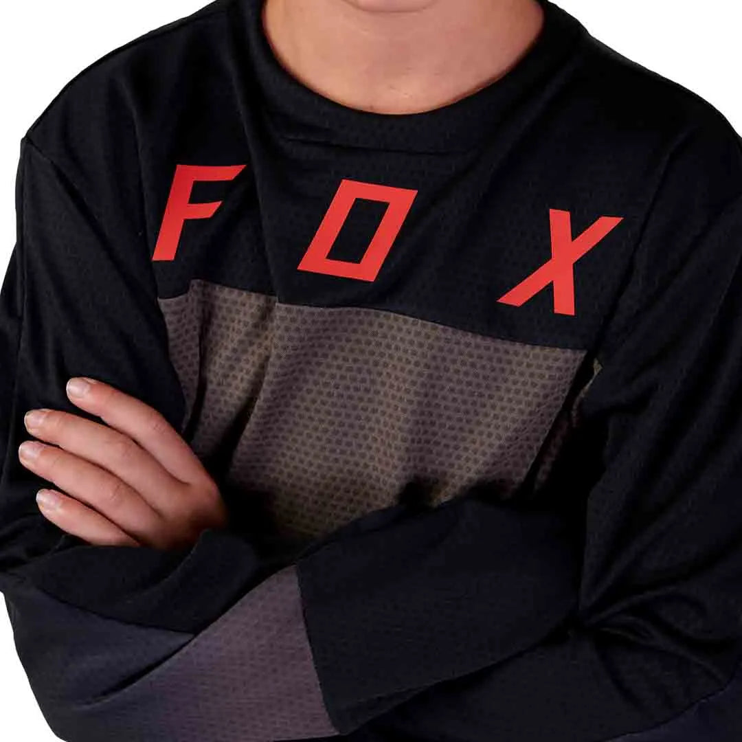 Fox YOUTH DEFEND LS JERSEY RACE - Dirt FRONT PRINT