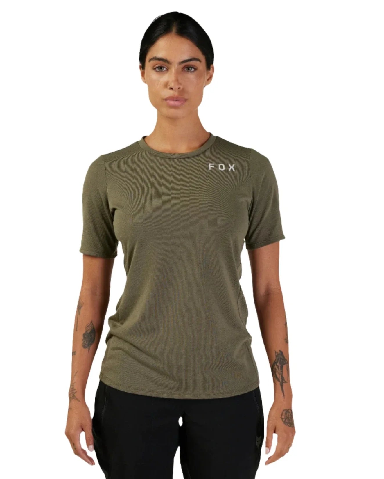 Fox WOMENS RANGER DR SS JERSEY ALYN - Olive Green Front Facing Model