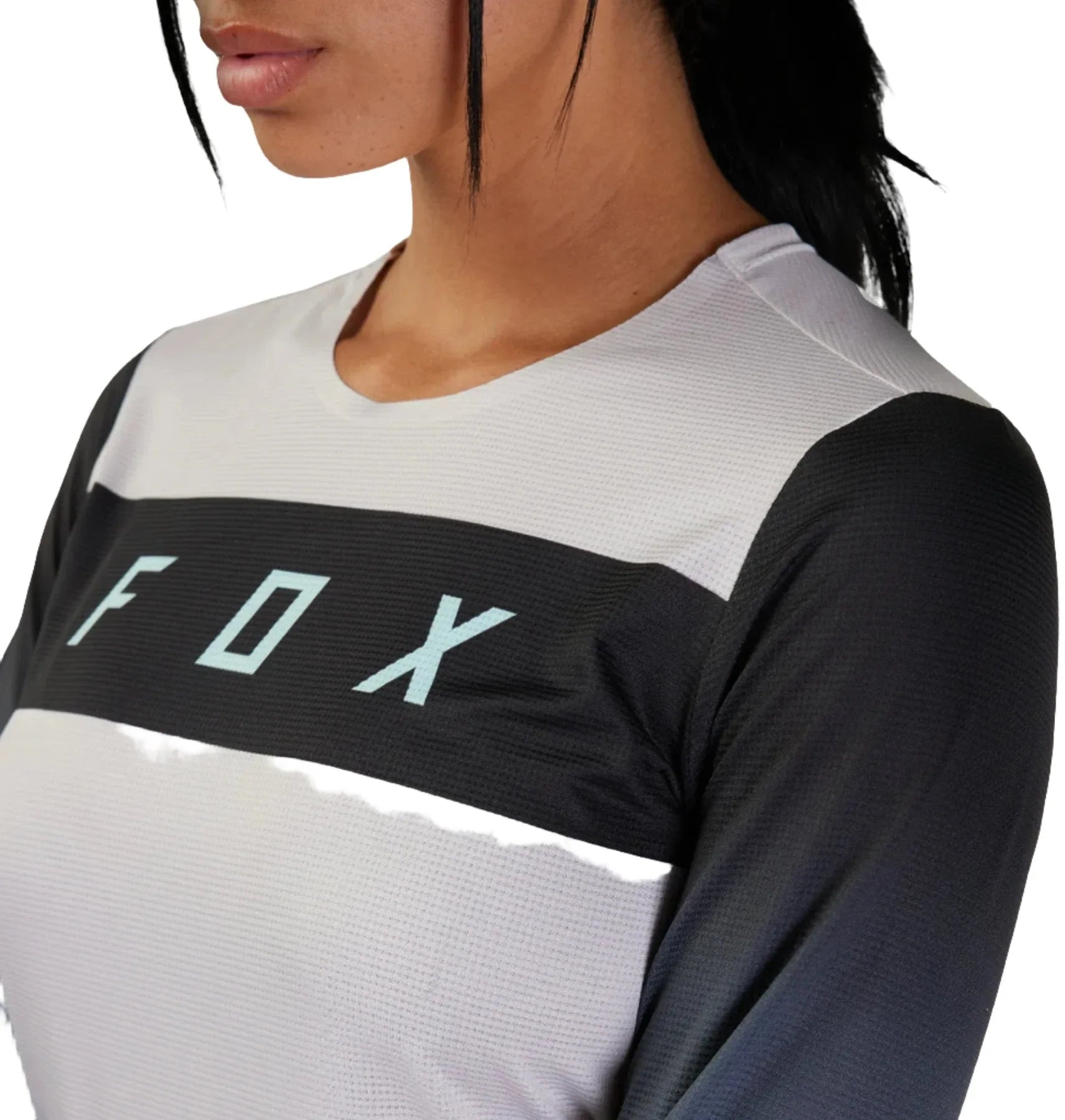 Fox WOMENS FLEXAIR LS RACE JERSEY - Vintage White FRONT PRINT