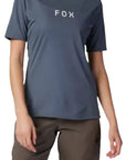 Fox WOMENS RANGER SS JERSEY WORDMARK - Graphite FRONT FACING MODEL