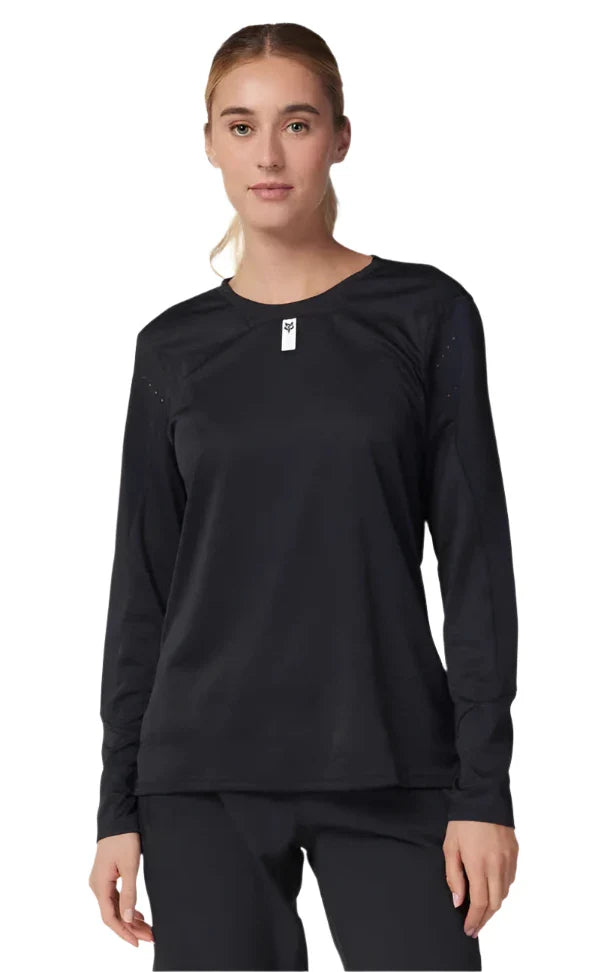 FOX W DEFEND LS JERSEY - BLACK FRONT