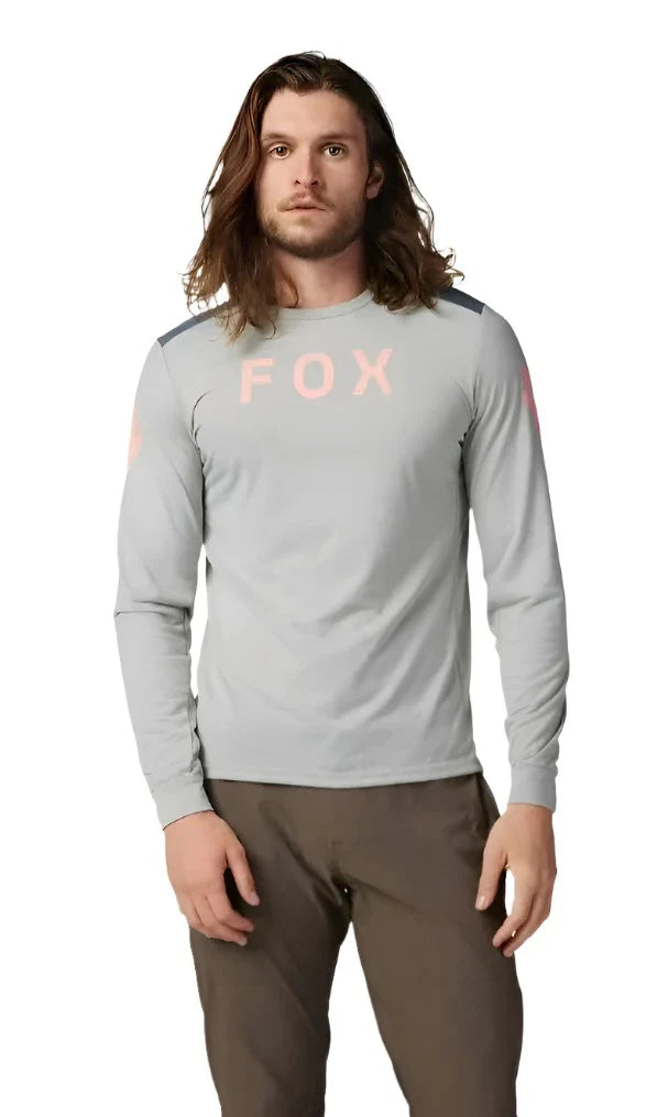 Fox RANGER DR LS JERSEY AVIATION Grey with Model Front