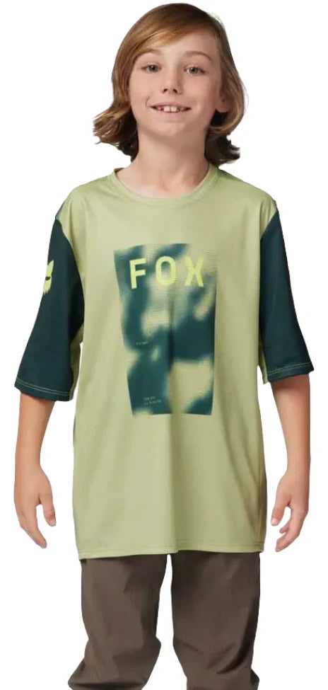 Fox YOUTH RANGER SS JERSEY TAUNT - Pale Green FRONT FACING MODEL