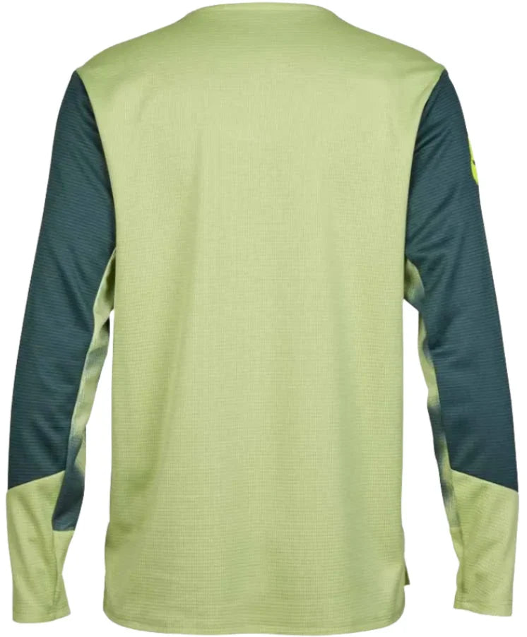 Fox YOUTH DEFEND LS JERSEY TAUNT - Pale Green BACK