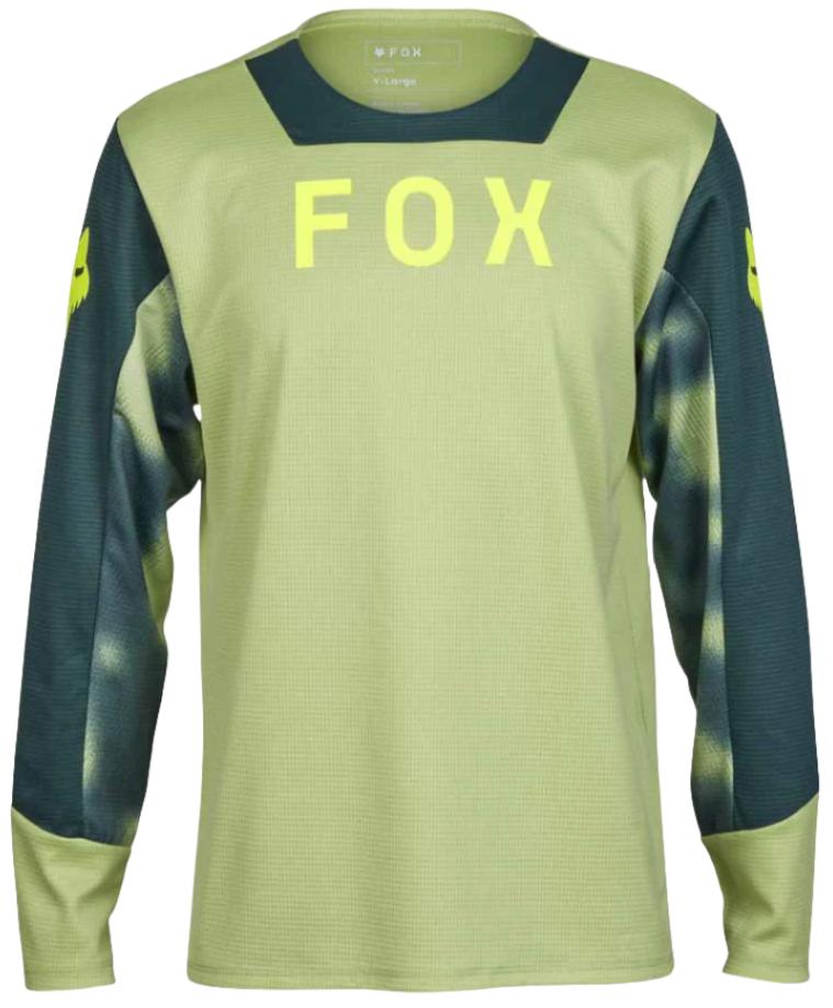 Fox YOUTH DEFEND LS JERSEY TAUNT - Pale Green FRONT