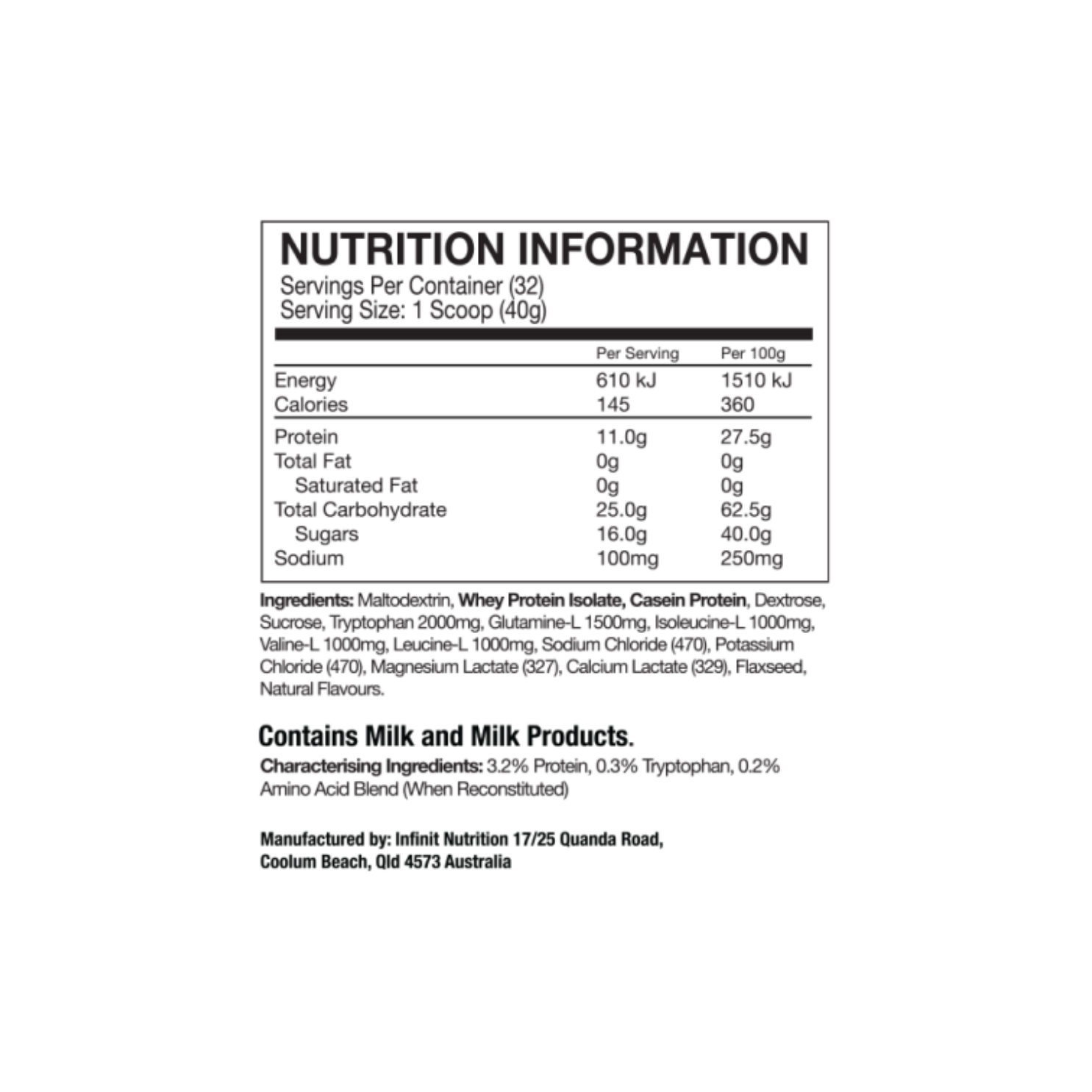 Infinit Nutrition Nocturne Drink Mix Bag  - Chocolate - 1.28kg