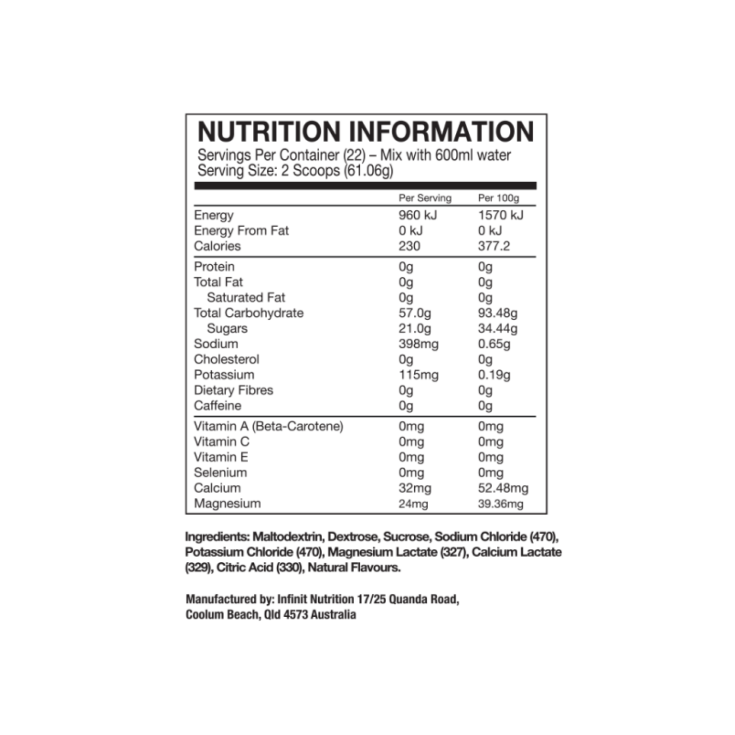 Infinit Nutrition Speed Drink Mix Sachet - Orange (Single Serve)