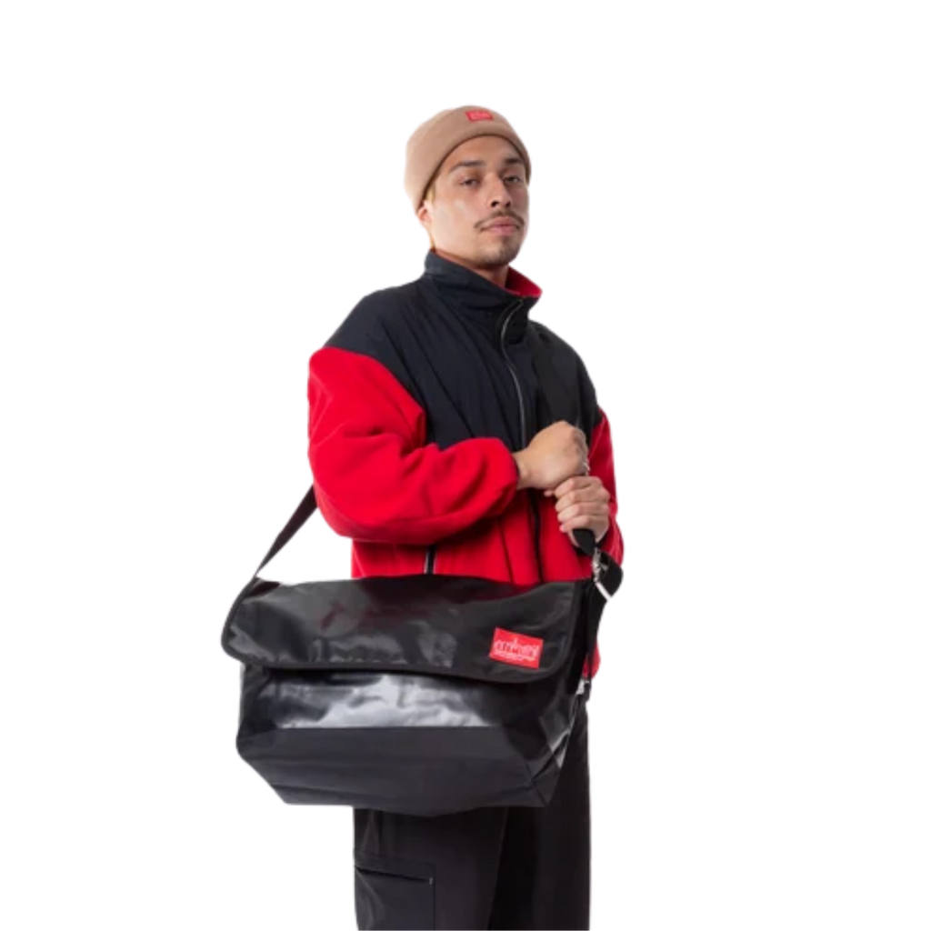 Manhattan Portage Vinyl Vintage Messenger Bag - Black