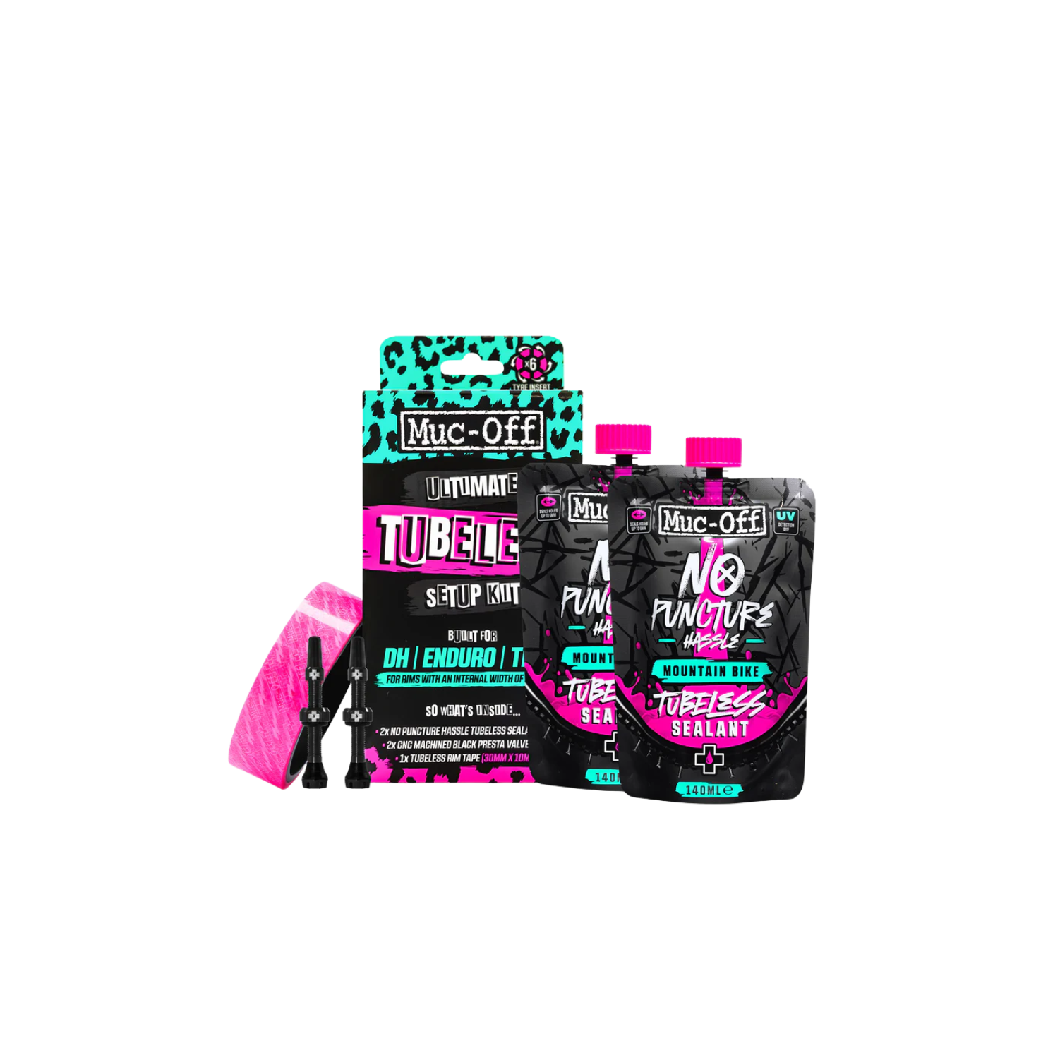 Muc-Off Ultimate Tubeless Setup Kit - DH/Trail/Enduro (30MM TAPE / 44MM VALVES)