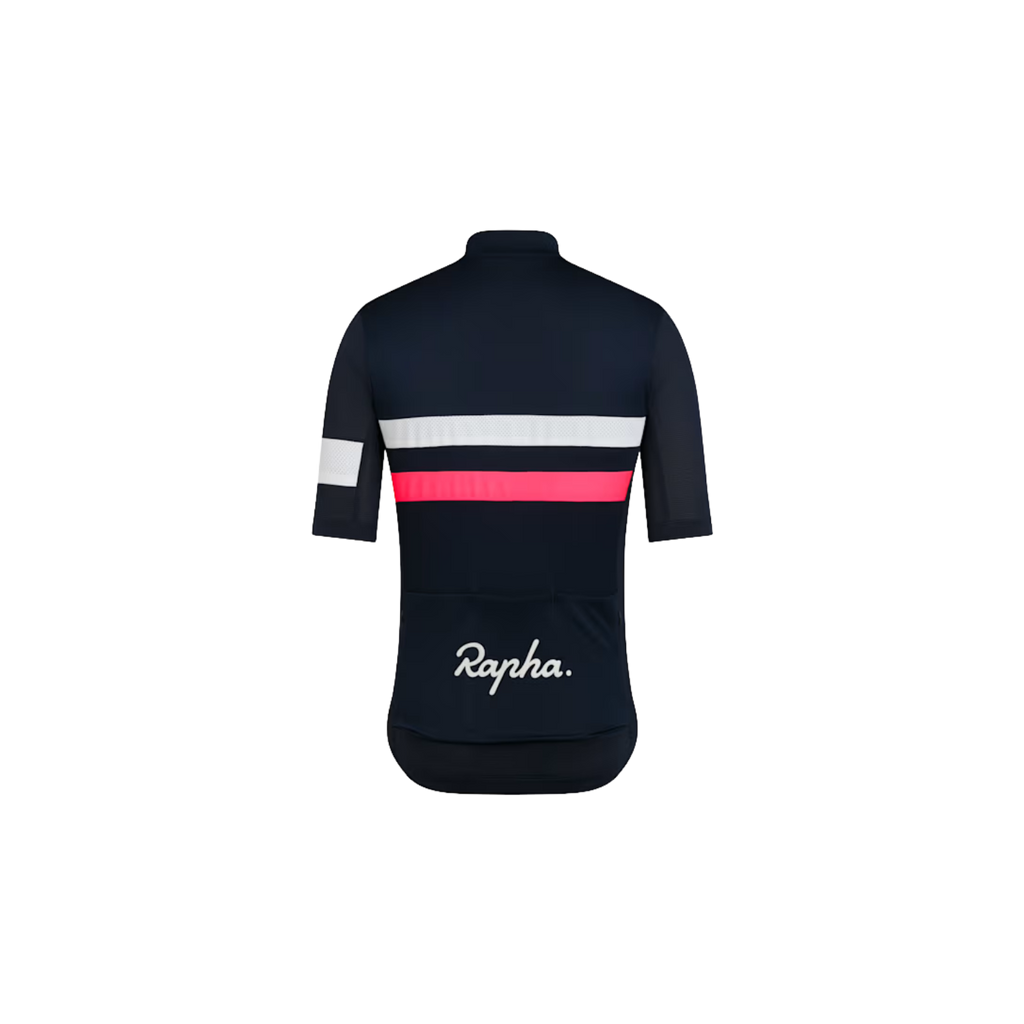 Rapha Men's Brevet Lightweight Jersey - Dark Navy/Silver/High-Vis Pink