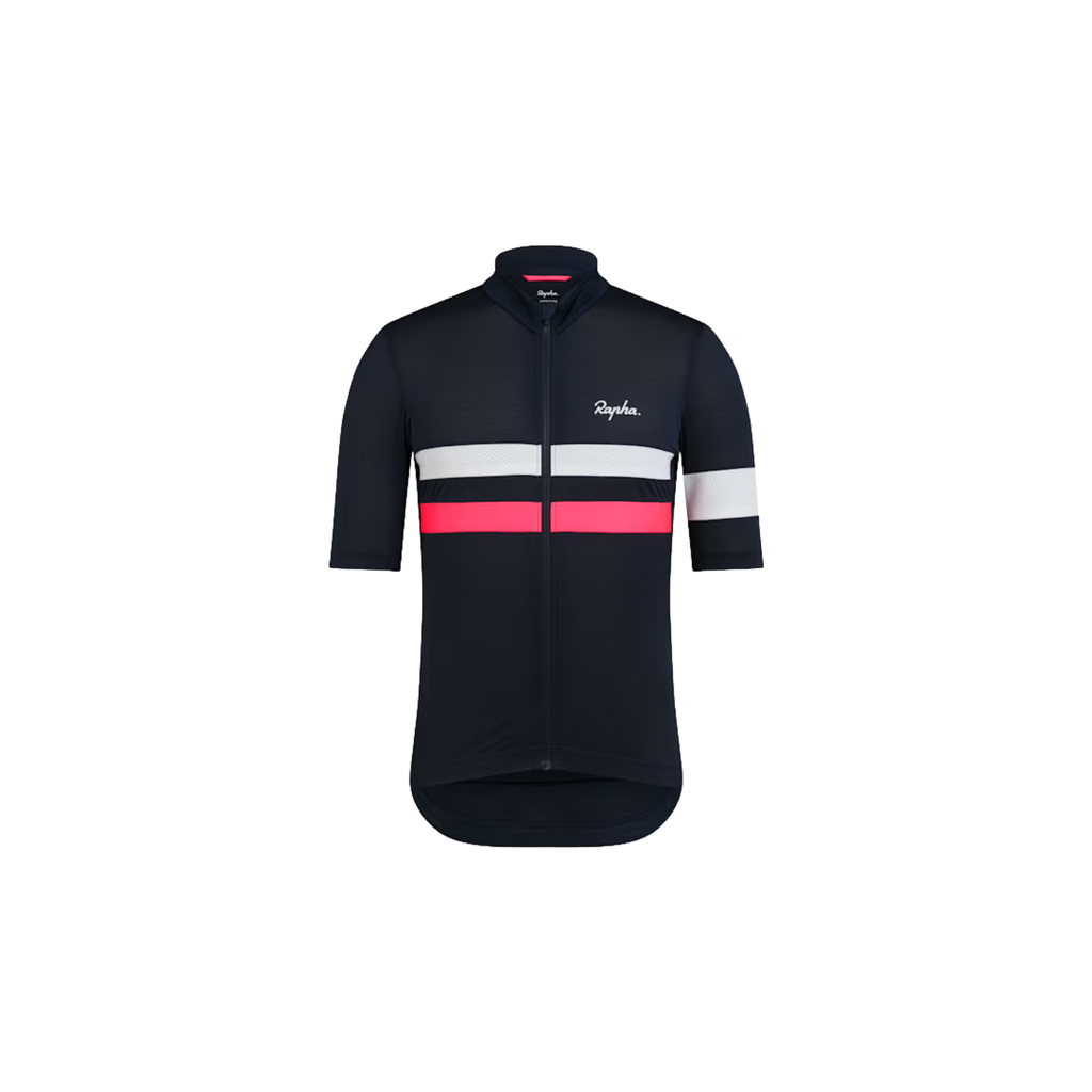 Rapha Men's Brevet Lightweight Jersey - Dark Navy/Silver/High-Vis Pink