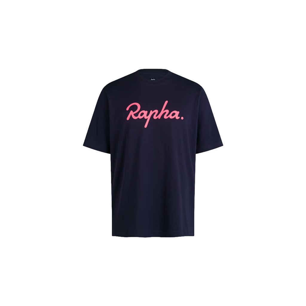 Rapha Men's Logo T-Shirt - Dark Navy/High-Vis Pink