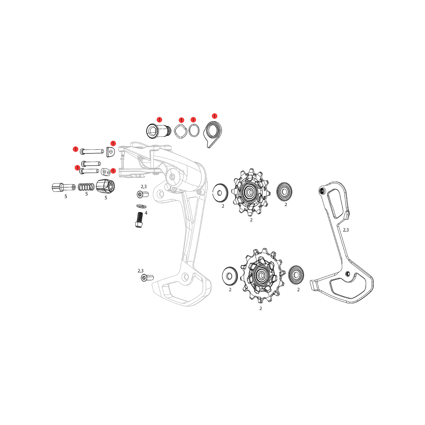 SRAM B-Bolt and Limit Screw Kit for Apex XPLR / Apex Eagle Rear Derailleur - D1