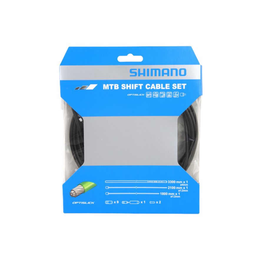 Shimano Mtb Ot-Sp41 Shift Cable Set Optislick Black 2100mm/1800mm Inner & Outer Cables w/Caps