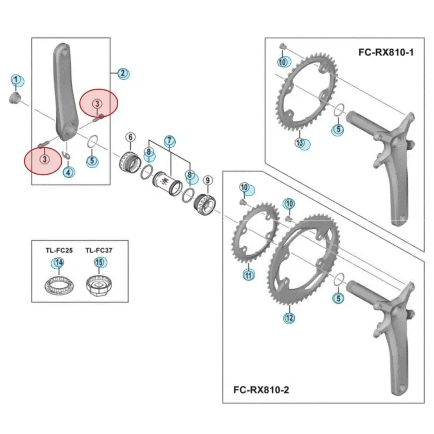 Shimano Fc-Rx820 曲柄固定螺丝和垫圈 M6 X 19Mm