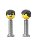 Brick Caps 1 Face With A Smooth Black Hairdo Presta Valve Cap