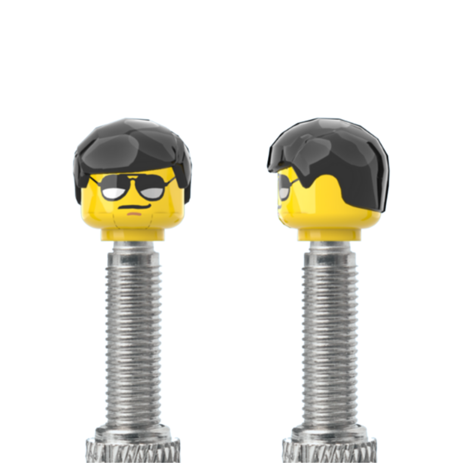 Brick Caps 1 Face With A Smooth Black Hairdo Presta Valve Cap