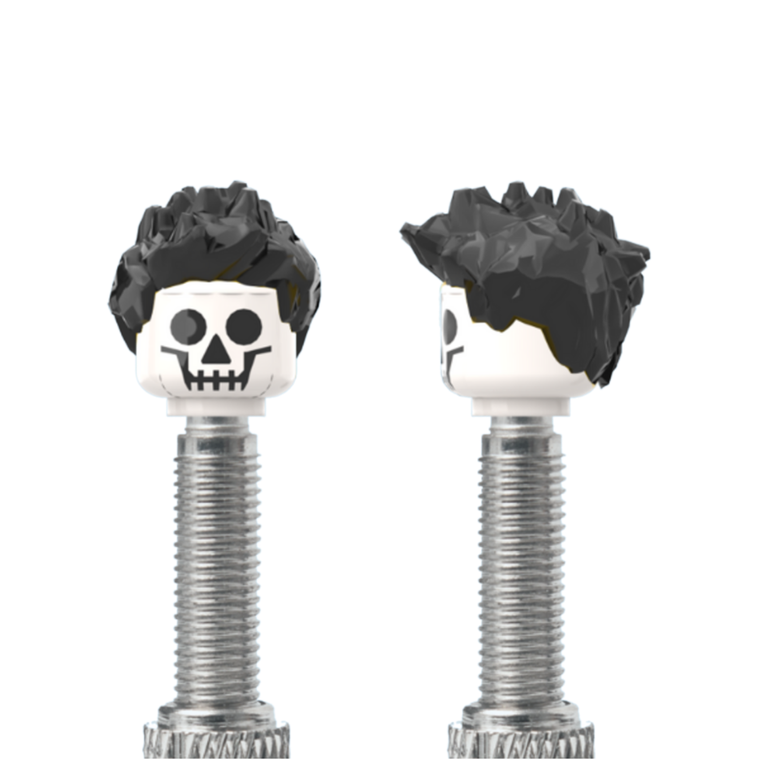 Brick Caps 1 Skull Face With A Fully Styled Black Hairdo Presta Valve Cap