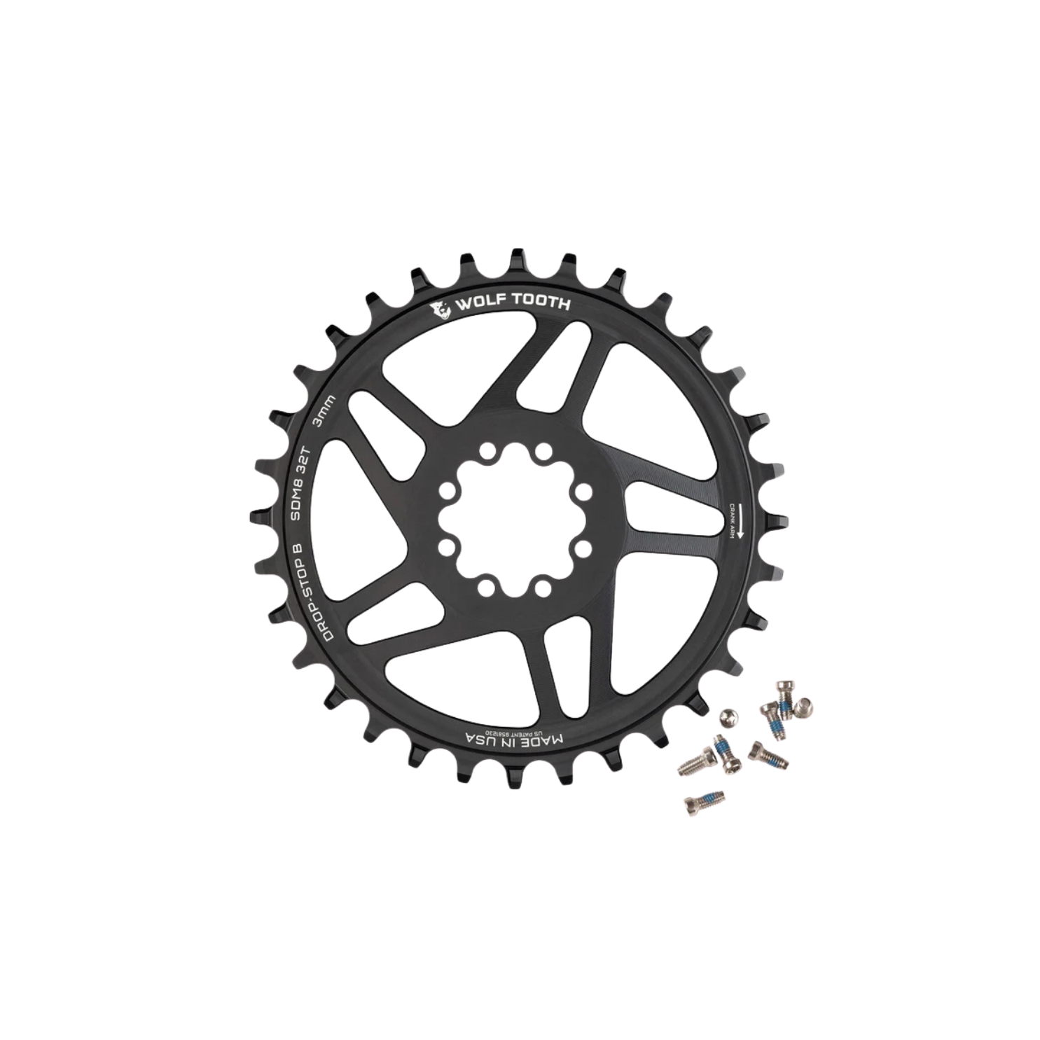 Wolf Tooth Direct Mount Chainrings for SRAM 8-Bolt Mountain Cranks - Black
