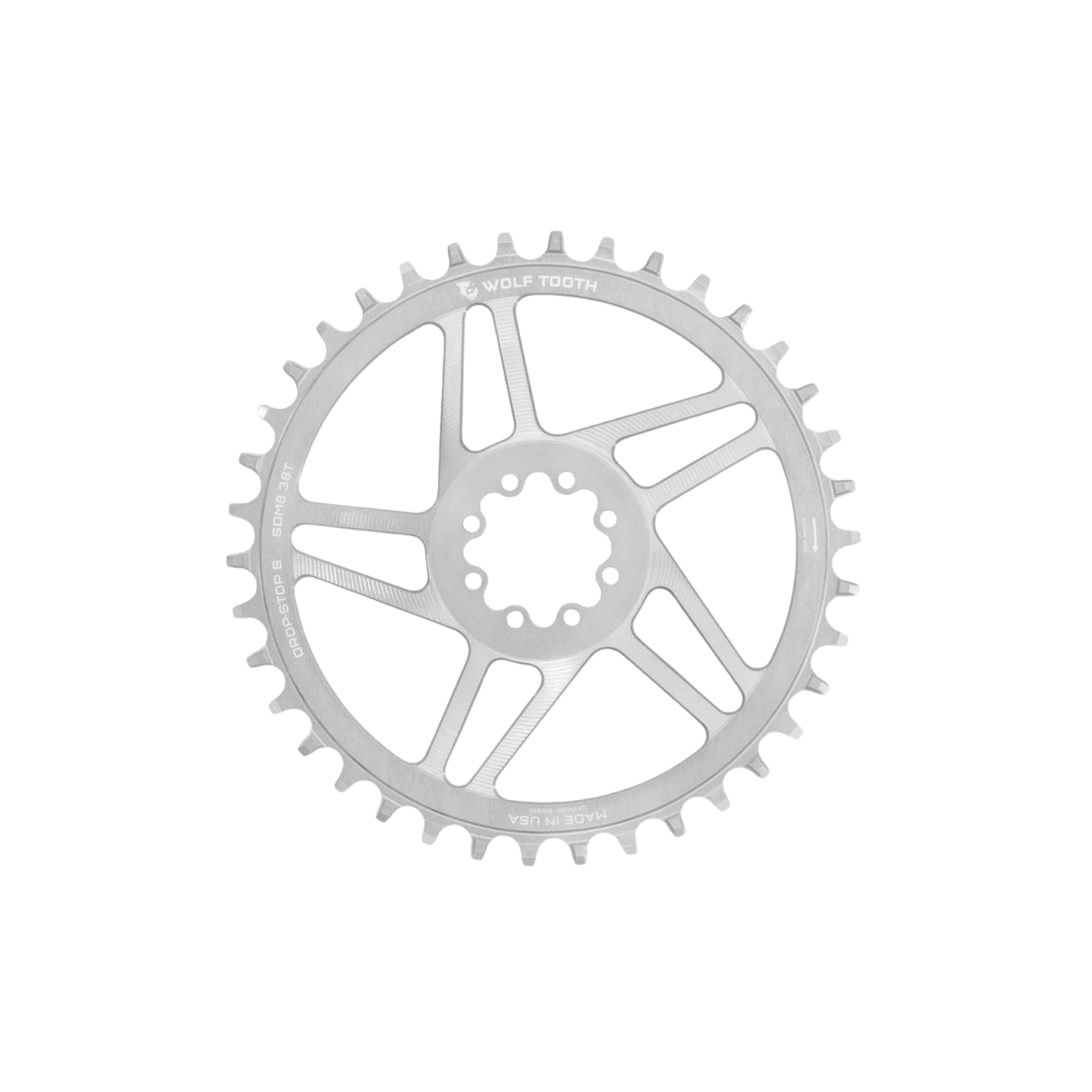 Wolf Tooth Direct Mount Chainrings for SRAM 8-bolt Crank - Raw Silver