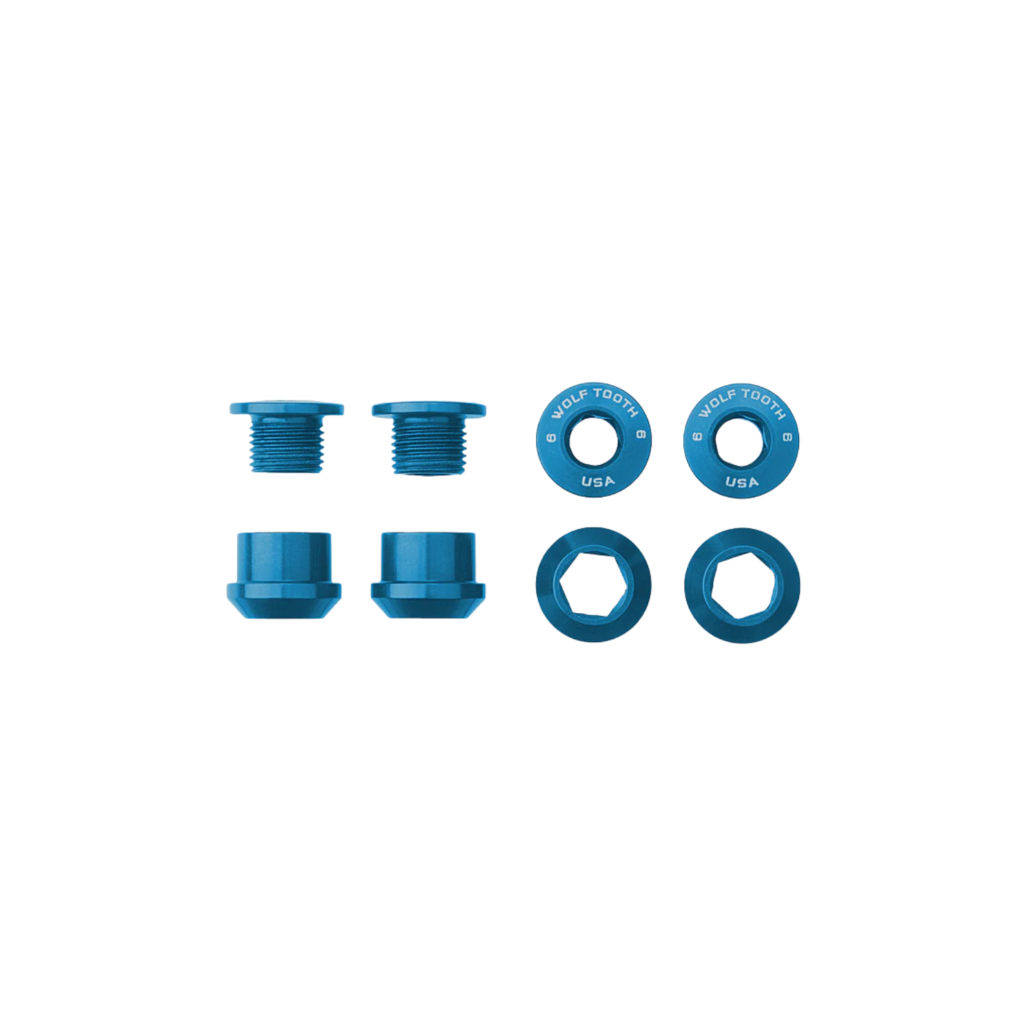 Wolf Tooth Set of 4 Chainring Bolts+Nuts for 1x - Blue