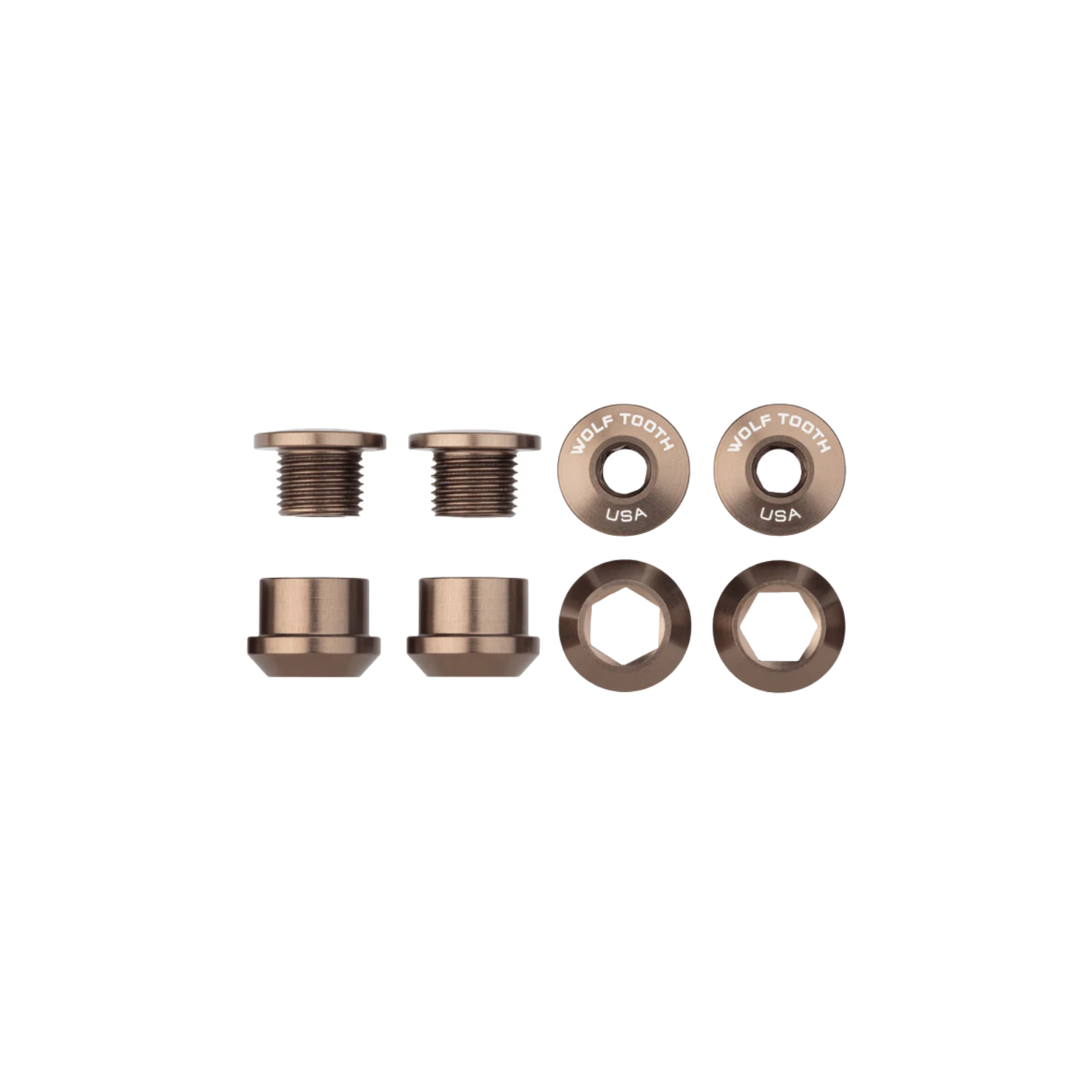 Wolf Tooth Set of 4 Chainring Bolts+Nuts for 1x - Espresso