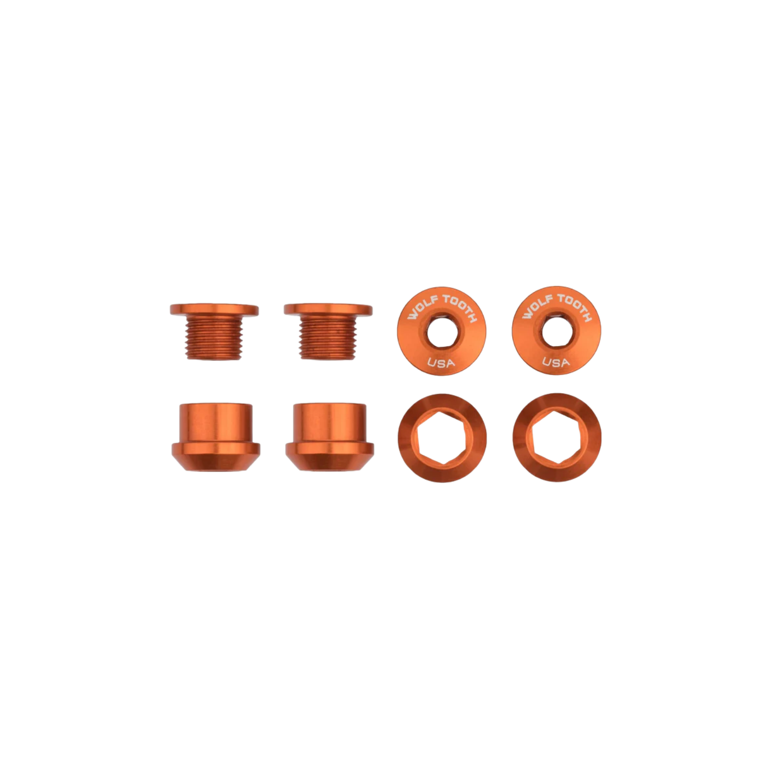 Wolf Tooth Set of 4 Chainring Bolts+Nuts for 1x - Orange