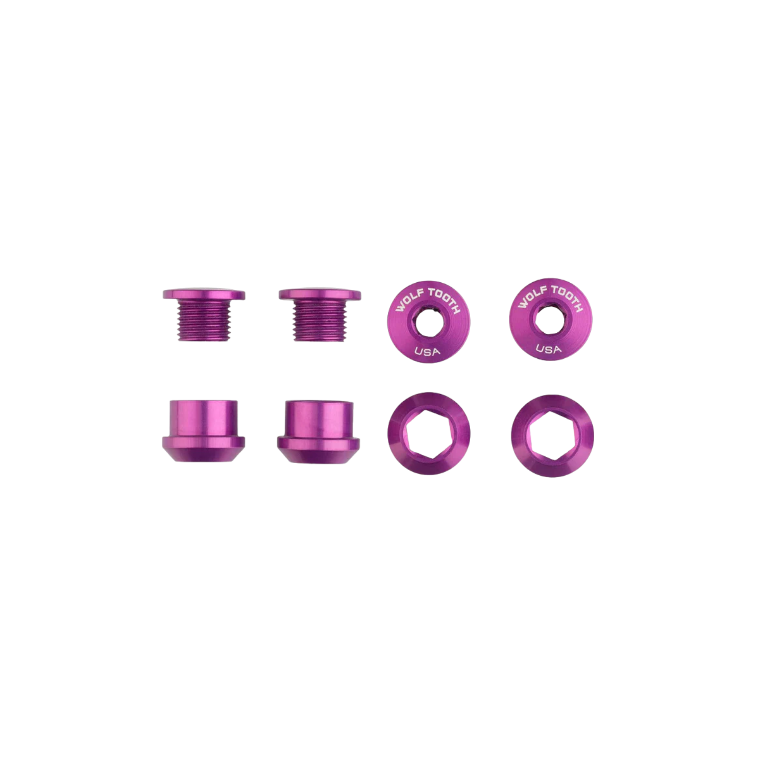 Wolf Tooth Set of 4 Chainring Bolts+Nuts for 1x - Purple