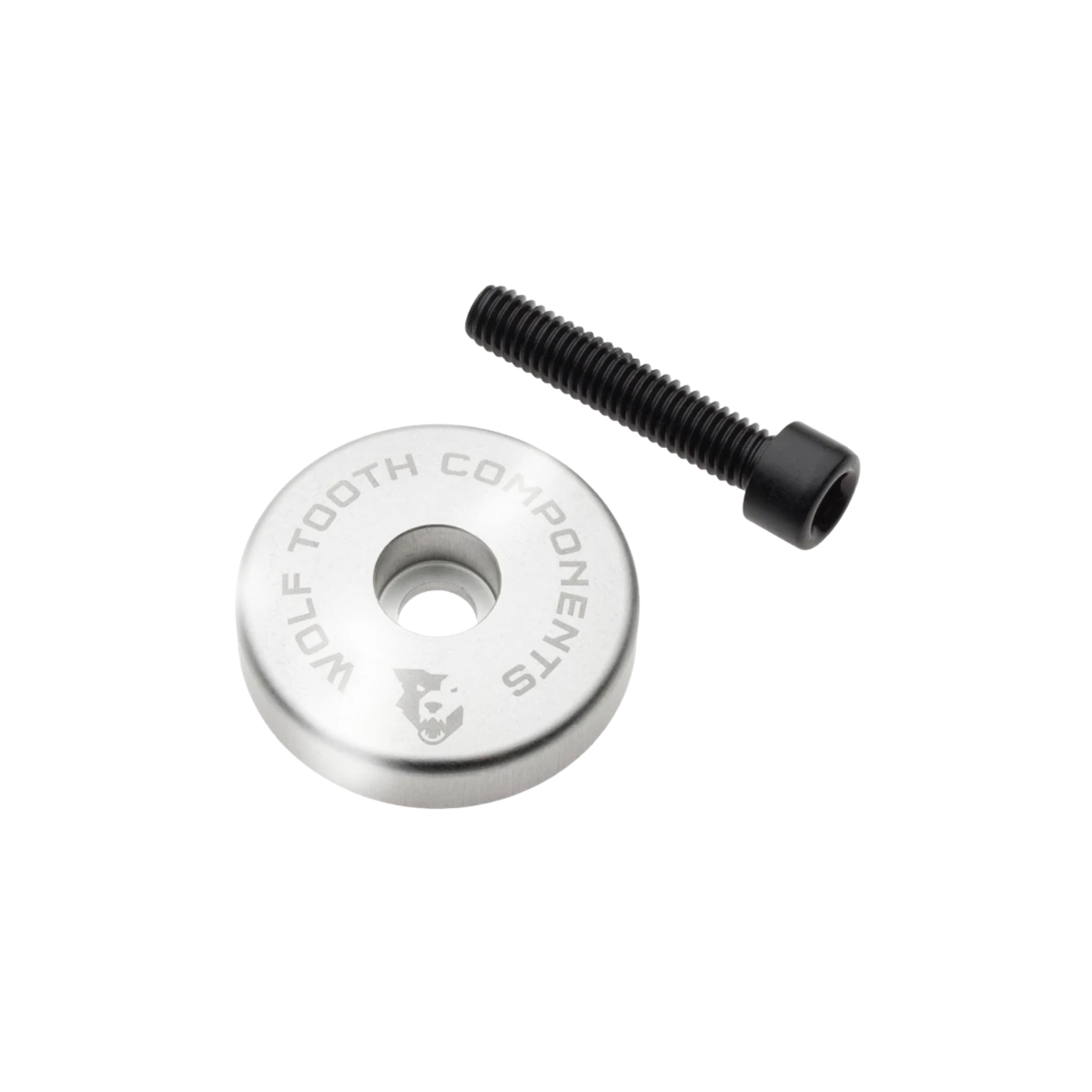 Wolf Tooth Ultralight Stem Cap with Integrated Spacer - Raw Silver