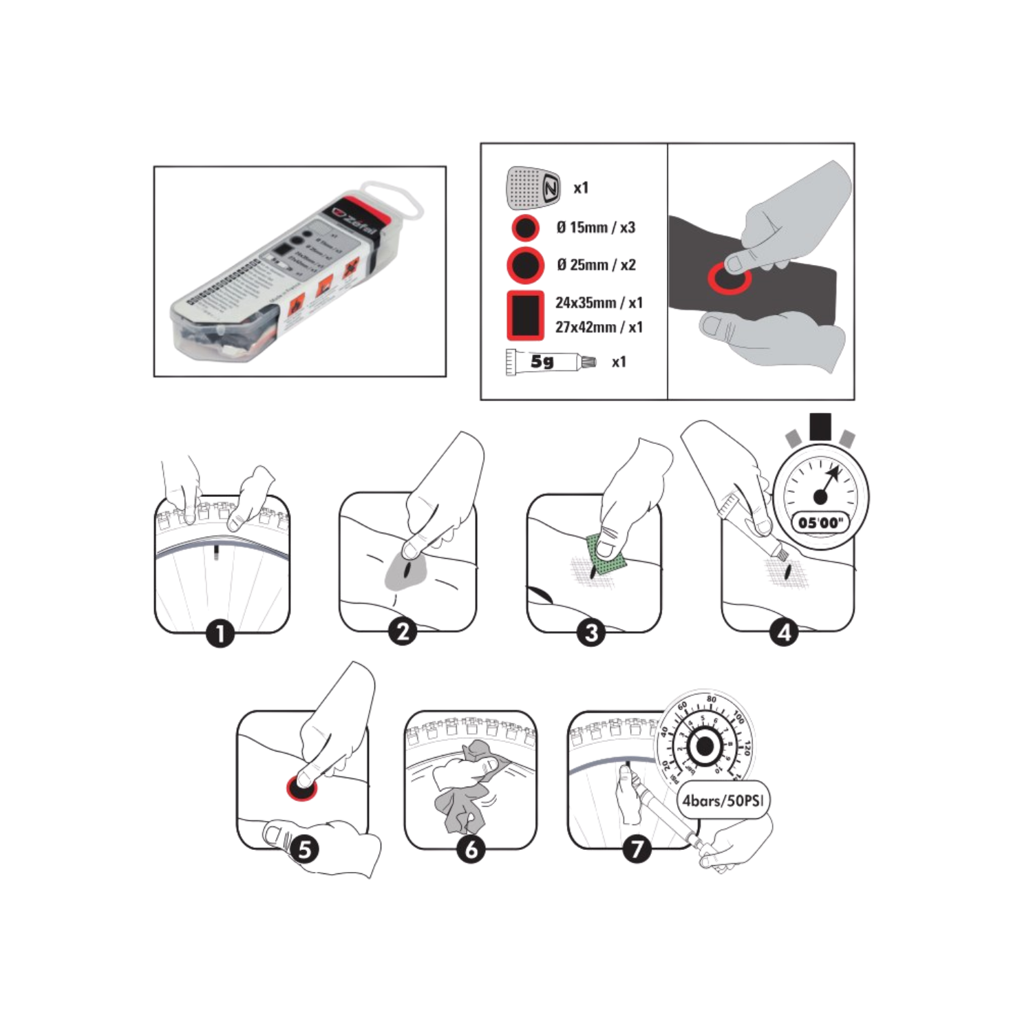 Zefal Repair Kit - Universal+ W Tyre Levers