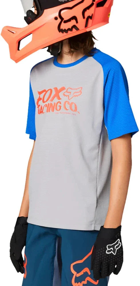 Fox YOUTH DEFEND SS JERSEY - Steel Grey Front Facing Model