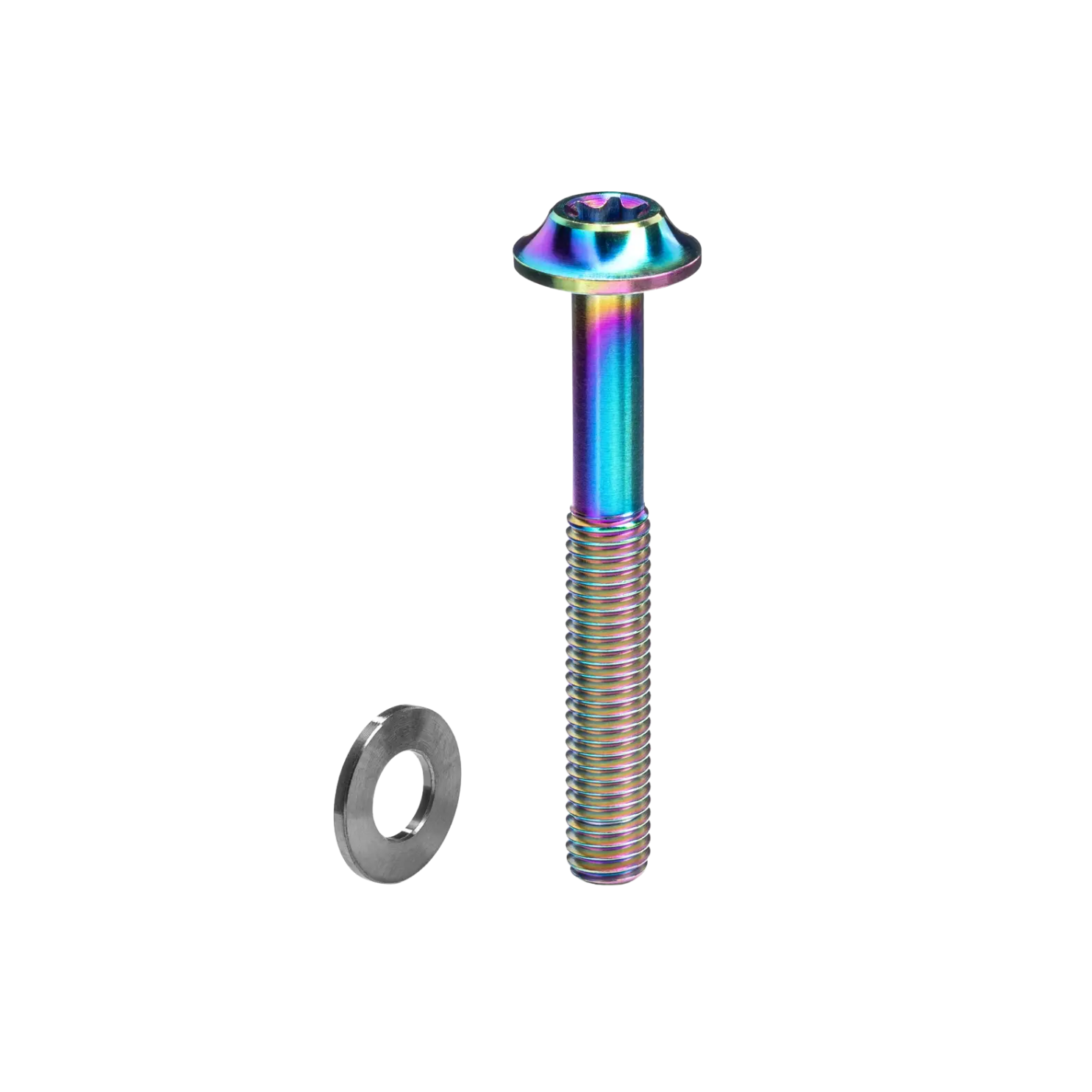 absoluteBLACK Titanium Flat Mount Caliper Bolt with Ultra-Low Friction Washer - Rainbow