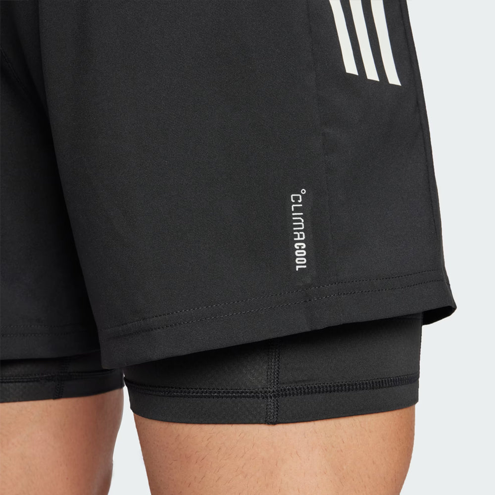 Adidas Own The Run 3-Stripes 二合一短裤 - 黑色
