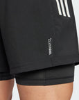 Adidas Own The Run 3-Stripes 二合一短裤 - 黑色