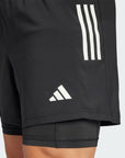 Adidas Own The Run 3-Stripes 二合一短裤 - 黑色